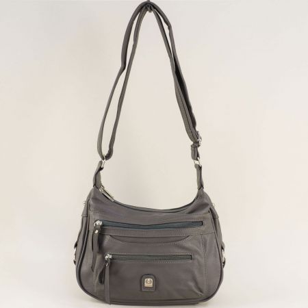 Малка дамска чанта в сив цвят с дълга дръжка ch1751sv