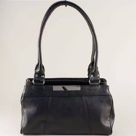 Черна дамска чанта с две средни дръжки и три прегради ch1770ch