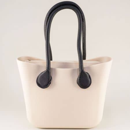 Дамска чанта с две средни дръжки в бежов цвят ch181002bj