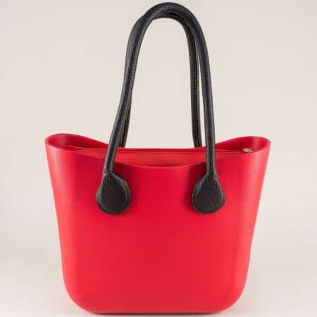 Дамска чанта с две средни дръжки в червен цвят ch181002chv