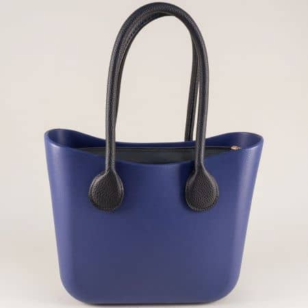 Дамска чанта с две средни дръжки в син цвят ch181002s