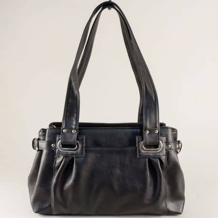 Черна дамска чанта с практично разпределение ch1893ch