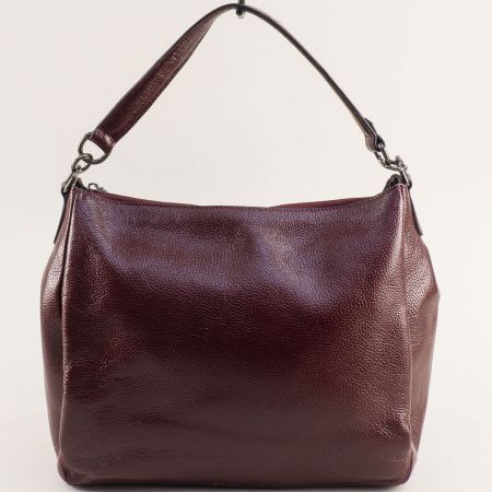 Дамска чанта естествена кожа в бордо с две прегради ch190822bd