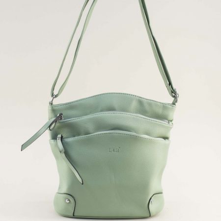 Зелена дамска чанта през рамо от еко кожа ch20102z