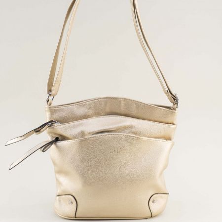 Златиста дамска чанта през рамо от еко кожа ch20102zl