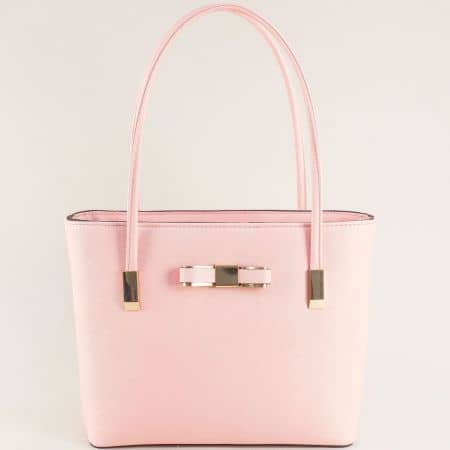 Стилна дамска чанта в розов цвят с тънки дръжки ch20161rz