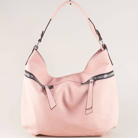 Розова дамска чанта, тип торба с две прегради ch2035rz