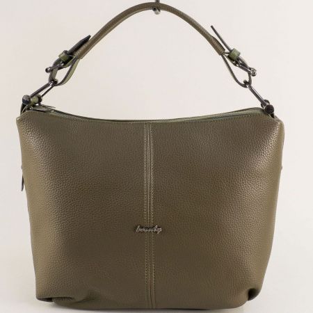 Ежедневна дамска чанта в зелен цвят със заден джоб ch20403z