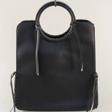 Дамска чанта с дълга и две къси дръжки в черен цвят ch2043ch