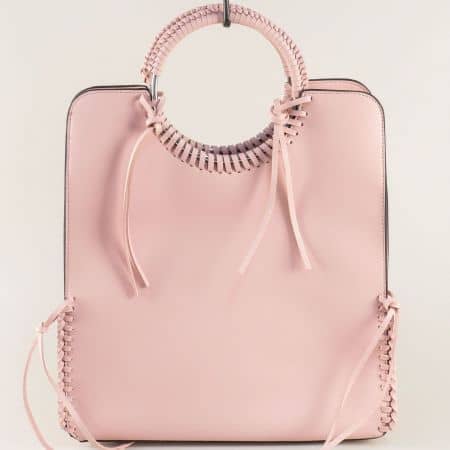 Дамска чанта с дълга и две къси дръжки в розов цвят ch2043rz