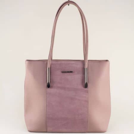 Розова дамска чанта с две средни дръжки ch2101rz