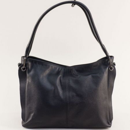 Ежедневна дамска чанта от естествена кожа в черен цвят ch210822ch