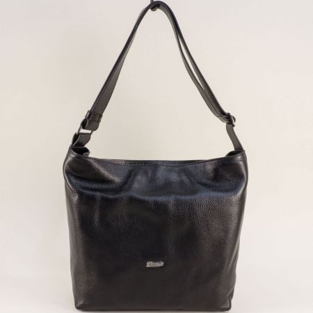 Черна дамска чанта с дълга дръжка от естествена кожа ch21100ch