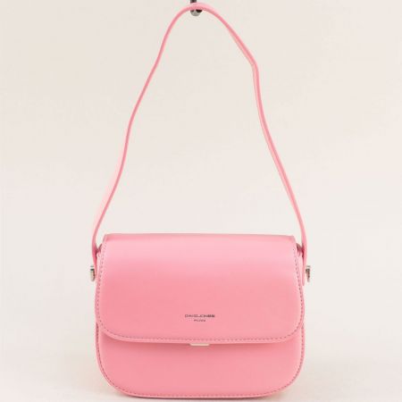 Розова дамска чанта с прехлупващ се капак и заден джоб ch21109rz