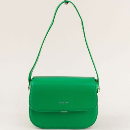 Дамска чанта в зелено с къса и дълга дръжка David Jones ch21109z