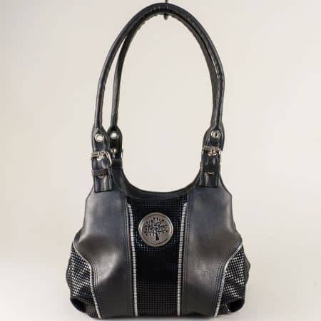 Дамска чанта в черен цвят с две средни дръжки ch2160ch