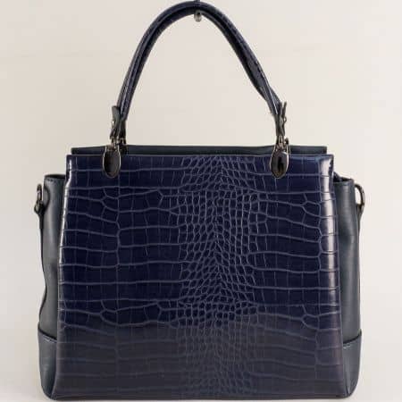 Дамска синя чанта с прилежаща дълга дръжка ch2186s