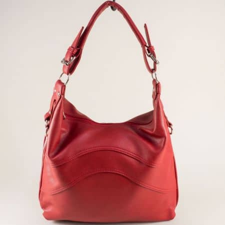 Червена дамска чанта, тип торба с три прегради ch2194chv