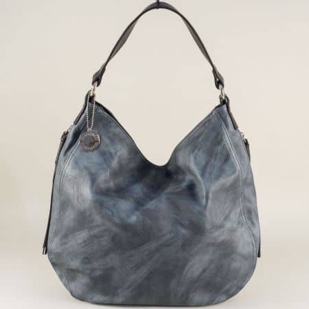 Дамска чанта, тип торба с две прегради в син цвят ch223s