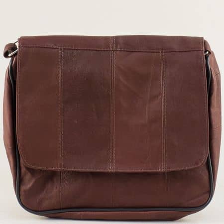Дамска чанта от естествена кожа в цвят бордо ch238bd