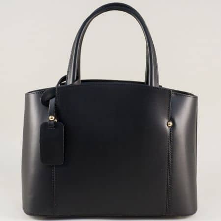 Черна дамска чанта от естествена кожа- ИТАЛИЯ ch2407ch