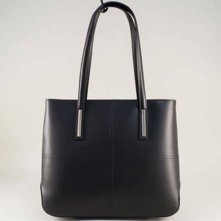 Кожена дамска чанта- ИТАЛИЯ в черен цвят ch2409ch