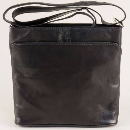 Черна дамска чанта с дълга дръжка от естествена кожа ch2428ch