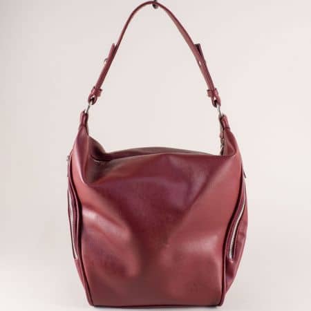 Дамска чанта, тип торба в цвят бордо- БЪЛГАРИЯ ch2450bd