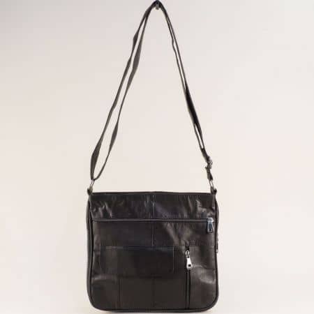 Спортна дамска чанта естествена кожа в черен цвят ch2601ch