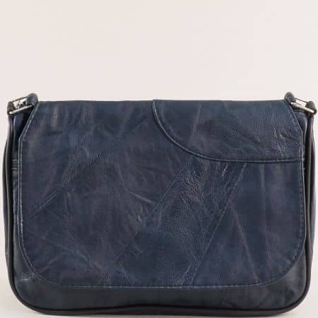 Малка дамска чанта в син цвят естествена кожа ch260ts