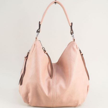 Розова дамска чанта с практичен заден джоб ch2739rz