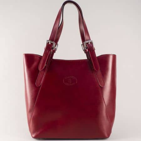 Червена дамска чанта- ИТАЛИЯ от естествена кожа ch2802chv