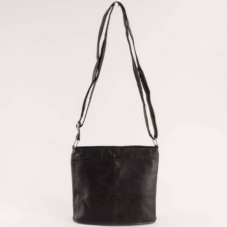 Черна спортна чанта на парчета от естествена кожа ch2912ch