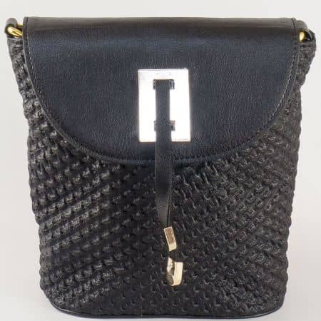 Черна дамска чанта от еко кожа с дълга дръжка ch300ch