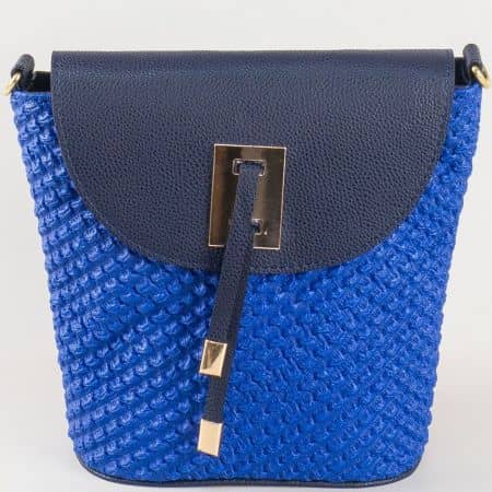 Синя дамска чанта от еко кожа с релеф ch300s