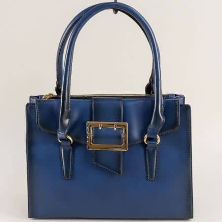 Дамска чанта с четири прегради в син цвят ch304s
