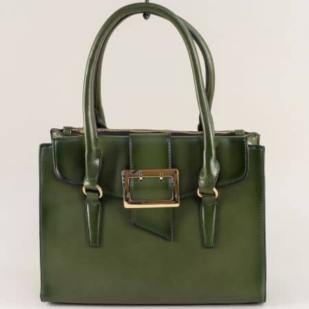 Дамска чанта с четири прегради в зелен цвят ch304z