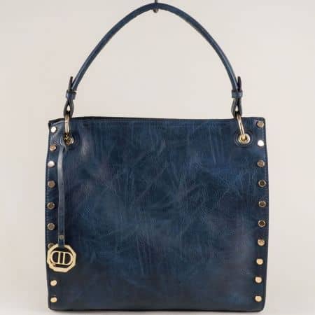 Синя дамска чанта с капси, къса и дълга дръжка ch3135-83s
