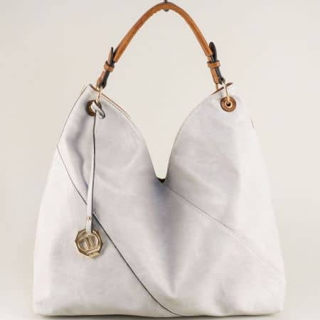 Дамска чанта, тип торба в сив цвят с декорация ch3135sv