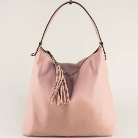 Дамска чанта, тип торба в розов цвят с пискюл ch3150rz