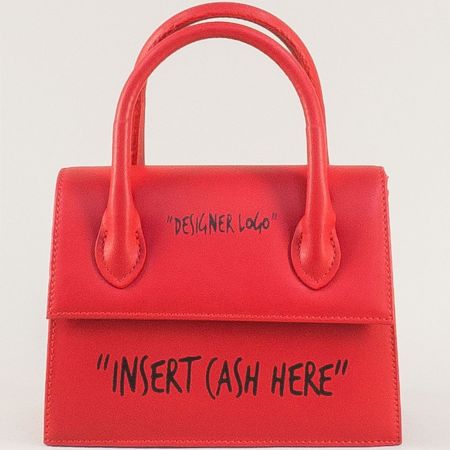 Червена дамска чанта с ефектни надписи ch321chv