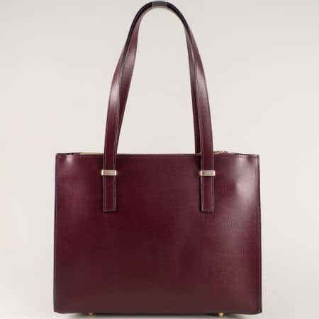 Елегантна дамска чанта от естествена кожа в цвят бордо ch33128bd