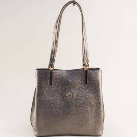 Ежедневна дамска чанта в бронзов цвят с прегради ch333brz