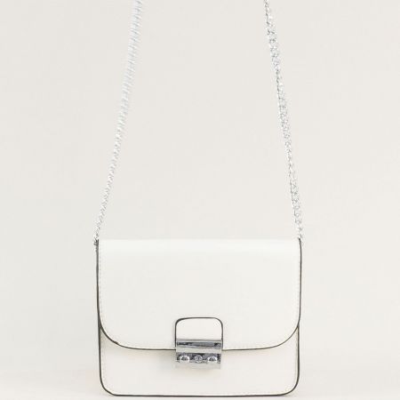 Малка дамска чанта в бяло с една преграда ch336b