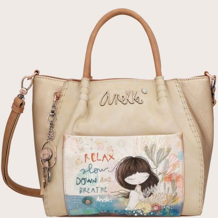 Дизайнерска дамска чанта ANEKKE с две лица в бежов цвят ch34701-176