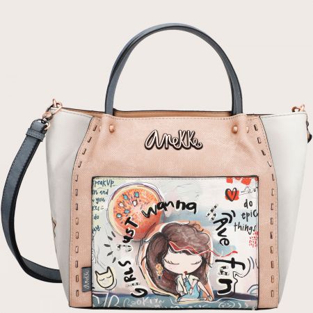 Дизайнерска дамска чанта ANEKKE с две лица в нежни цветове ch34801-162