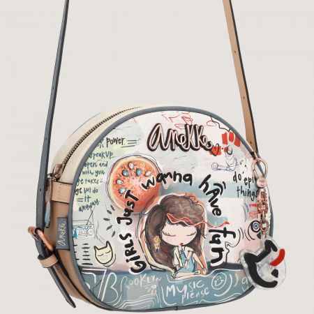 Дизайнерска дамска кръгла чанта ANEKKE с цветни мотиви ch34803-081