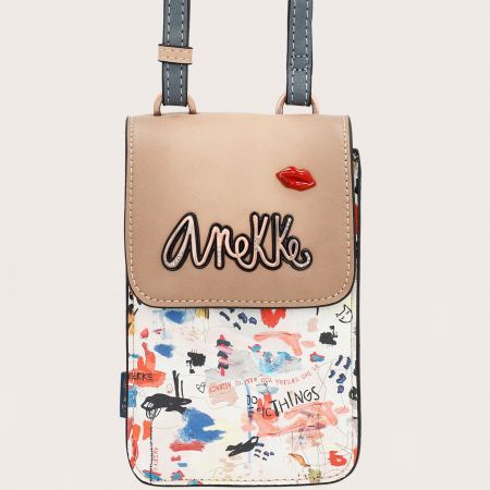 Бежова дамска чанта ANEKKE за през рамо с цветни мотиви ch34803-906
