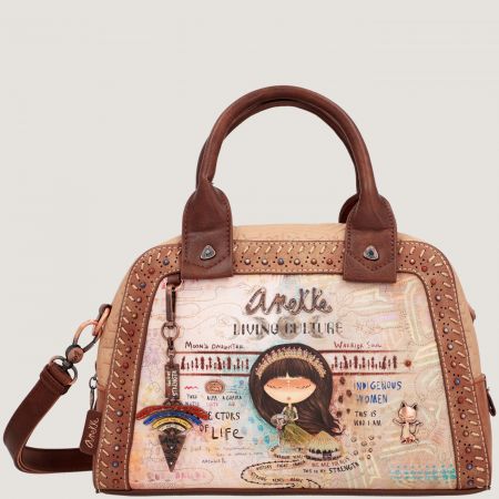 Екстравагантна дамска чанта ANEKKE в кафяв цвят с къса и дълга дръжка ch36601-203