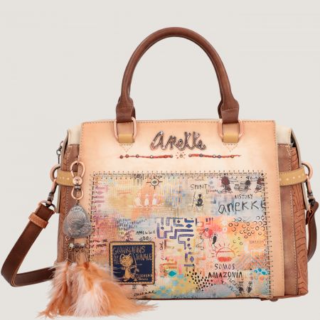 Атрактивна дамска чанта Anekke с цветен принт в бежово ch36621-151
